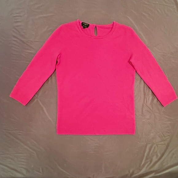 NWOT Talbots 100% Cashmere Audrey 3/4 Sleeve Pink Crew Neck Sweater XS/P $178 - Picture 3 of 10